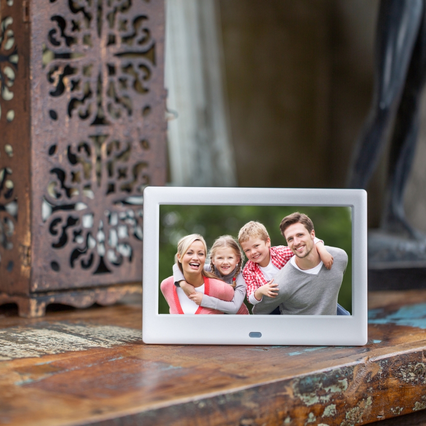 Sencor - Digitaalne fotoraam 7 kõlariga 230V valge + kaugjuhtimispult