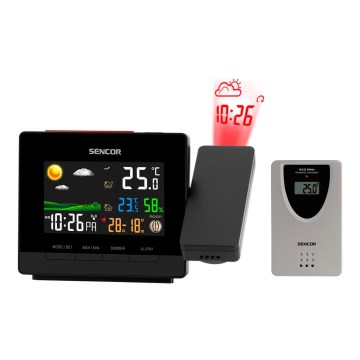 Sencor - Ilmajaam koos värv LCD display, äratuskell ja projektor 2xAA + 2xAAA