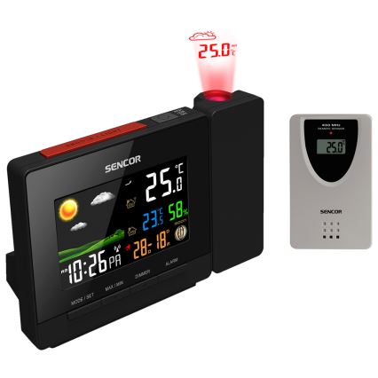 Sencor - Ilmajaam koos värv LCD display, äratuskell ja projektor 2xAA + 2xAAA