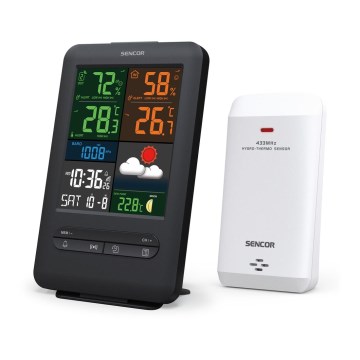 Sencor - Ilmajaam värvilise LCD ekraaniga 5V/1xCR2032