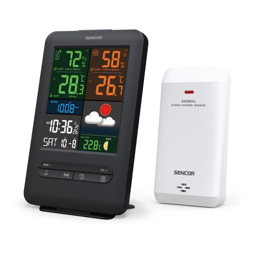 Sencor - Ilmajaam värvilise LCD ekraaniga 5V/1xCR2032