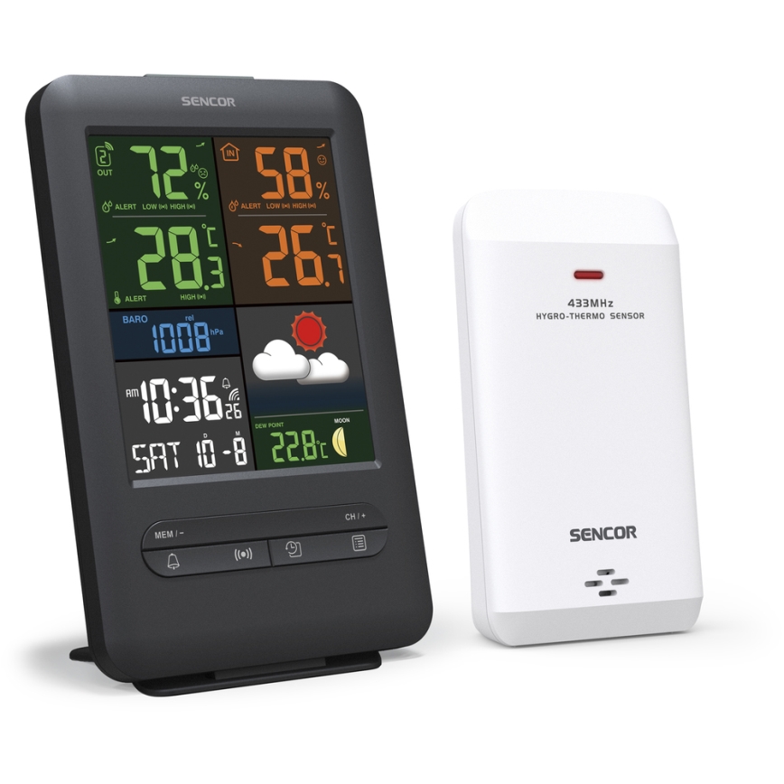 Sencor - Ilmajaam värvilise LCD ekraaniga 5V/1xCR2032