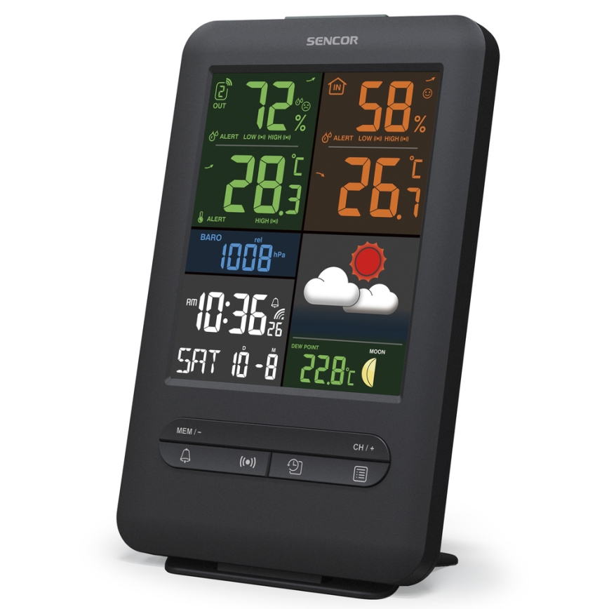 Sencor - Ilmajaam värvilise LCD ekraaniga 5V/1xCR2032