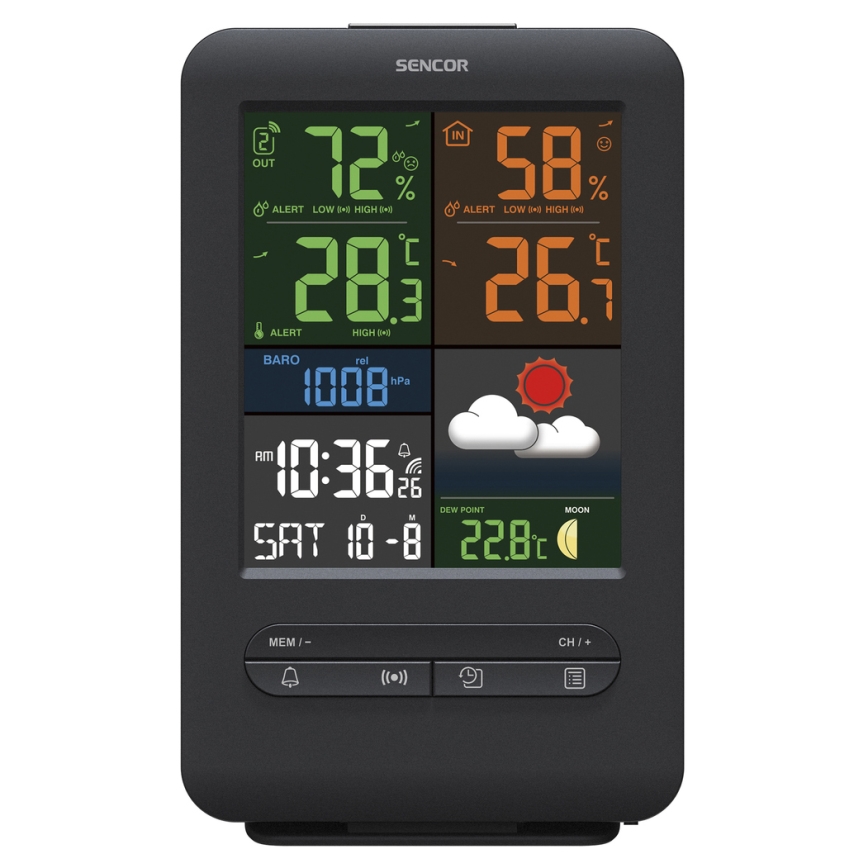 Sencor - Ilmajaam värvilise LCD ekraaniga 5V/1xCR2032