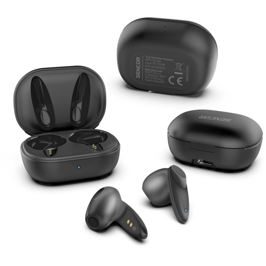 Sencor - Juhtmevaba earphones 230 mAh + 2x 25 mAh IPX4 must
