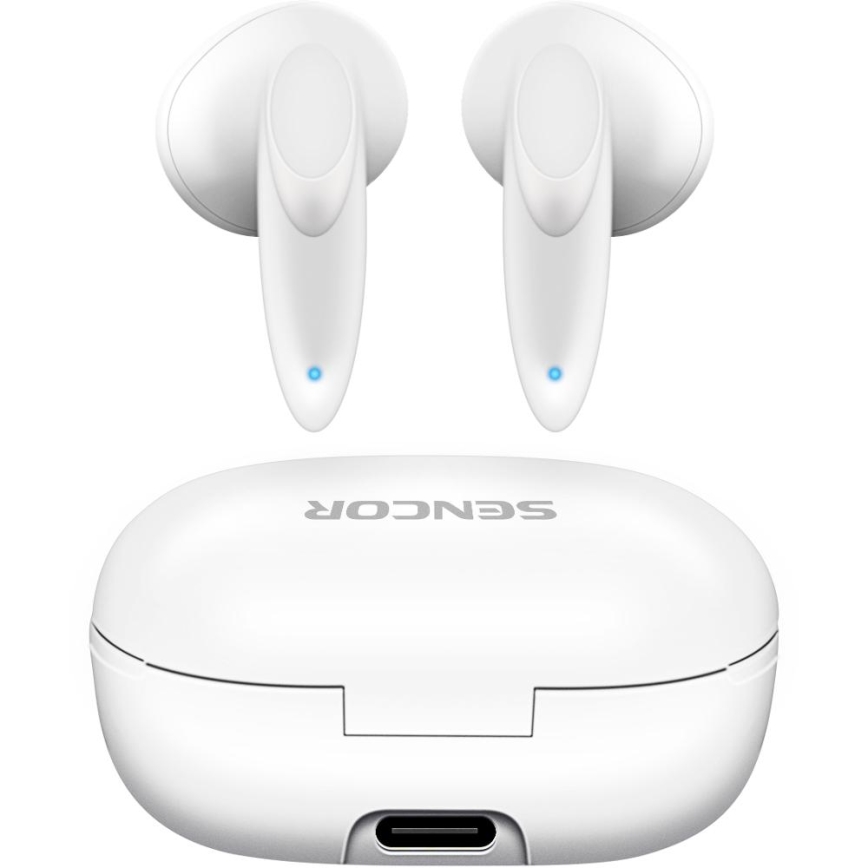 Sencor - Juhtmevaba earphones 230 mAh + 2x 25 mAh IPX4 valge