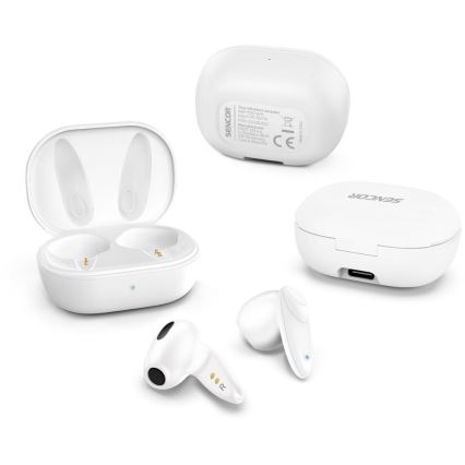 Sencor - Juhtmevaba earphones 230 mAh + 2x 25 mAh IPX4 valge