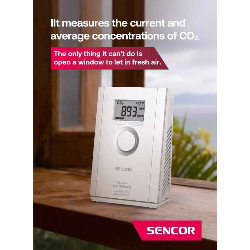 Sencor - Juhtmevaba süsihappegaasiandur 5V/3xAA 2000 mAh