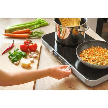 Sencor - Kahetahuline klaaskeraamiline pliit LCD-ekraaniga 3500W/230V