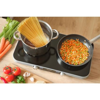 Sencor - Kahetahuline klaaskeraamiline pliit LCD-ekraaniga 3500W/230V