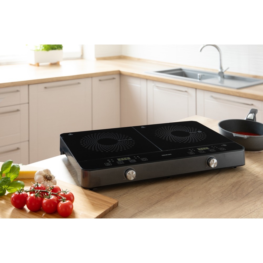 Sencor - Kahepoolne induktsioonpliit LCD ekraaniga 3400W/230V