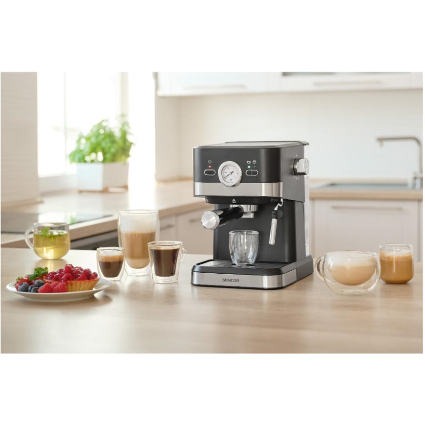 Sencor - Käpaga kohvimasin espresso 1050W/230V must/matt kroom