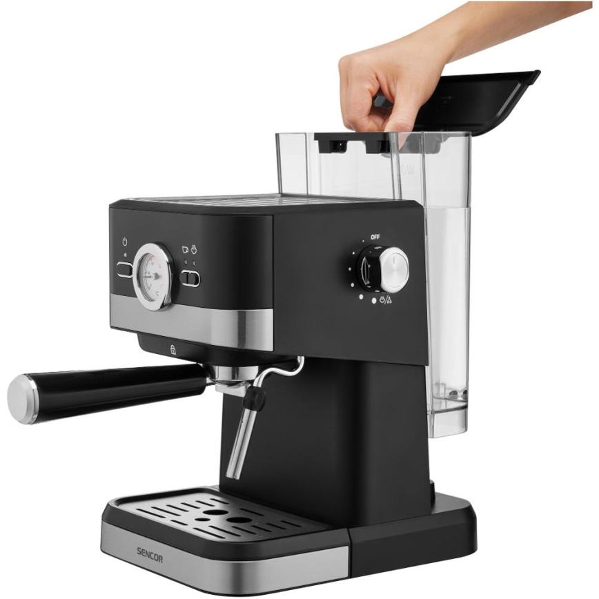 Sencor - Käpaga kohvimasin espresso 1050W/230V must/matt kroom