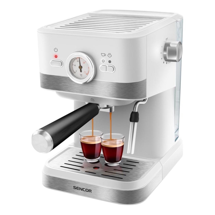 Sencor - Käpaga kohvimasin espresso 1050W/230V valge/matt kroom