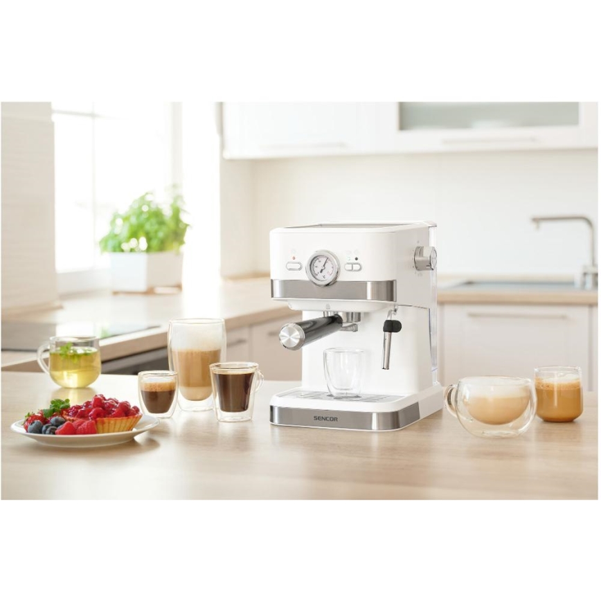 Sencor - Käpaga kohvimasin espresso 1050W/230V valge/matt kroom