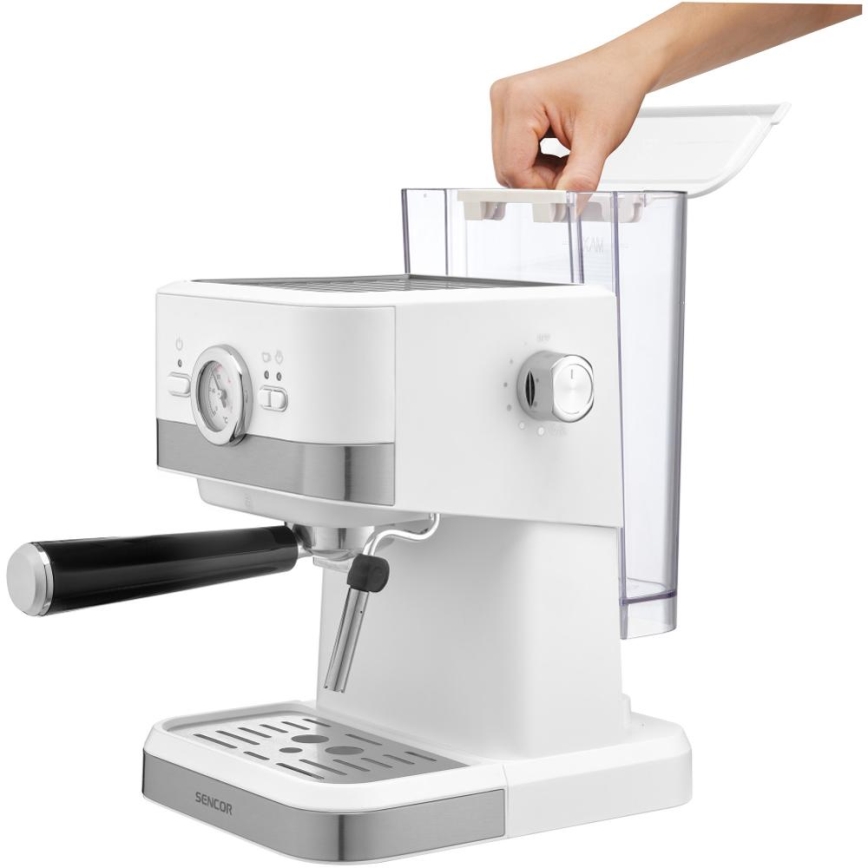 Sencor - Käpaga kohvimasin espresso 1050W/230V valge/matt kroom