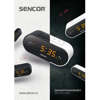 Sencor - Kellraadio alarmiga koos LED dioodidega ekraan ja projektor 5W/230V 1xCR2032 valge
