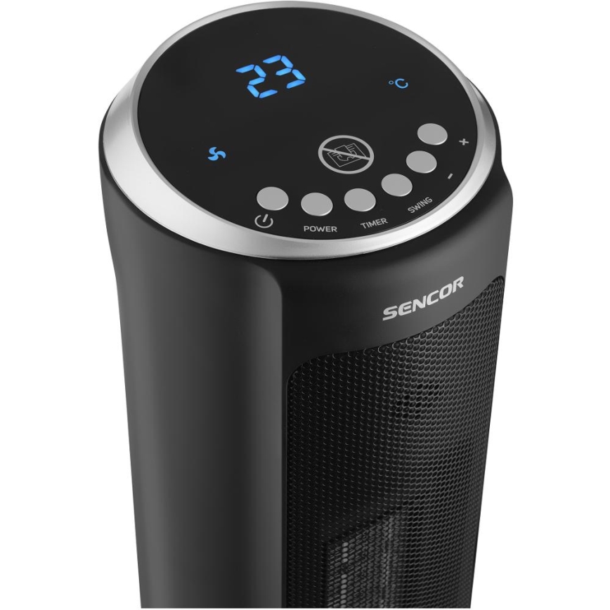 Sencor - Keraamilise küttekehaga ventilaator 1300/2200W/230V must + kaugjuhtimispult