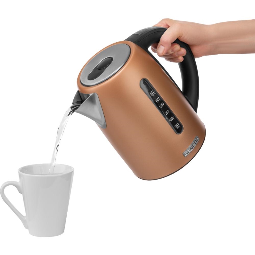 Sencor - Kiire veekeetja temperatuuri reguleerimisega 1,7 l 2150W/230V vaskse tooniga