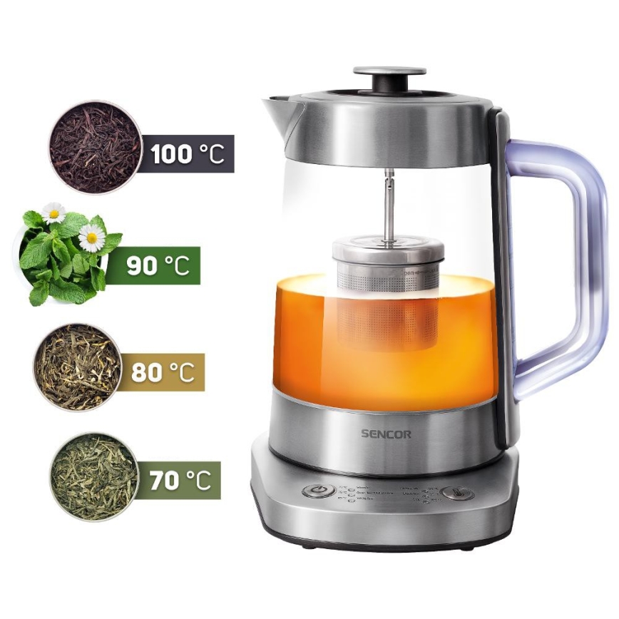 Sencor - Kiirveekeetja temperatuurireguleerimisega 1,5 l 1500W/230V roostevaba