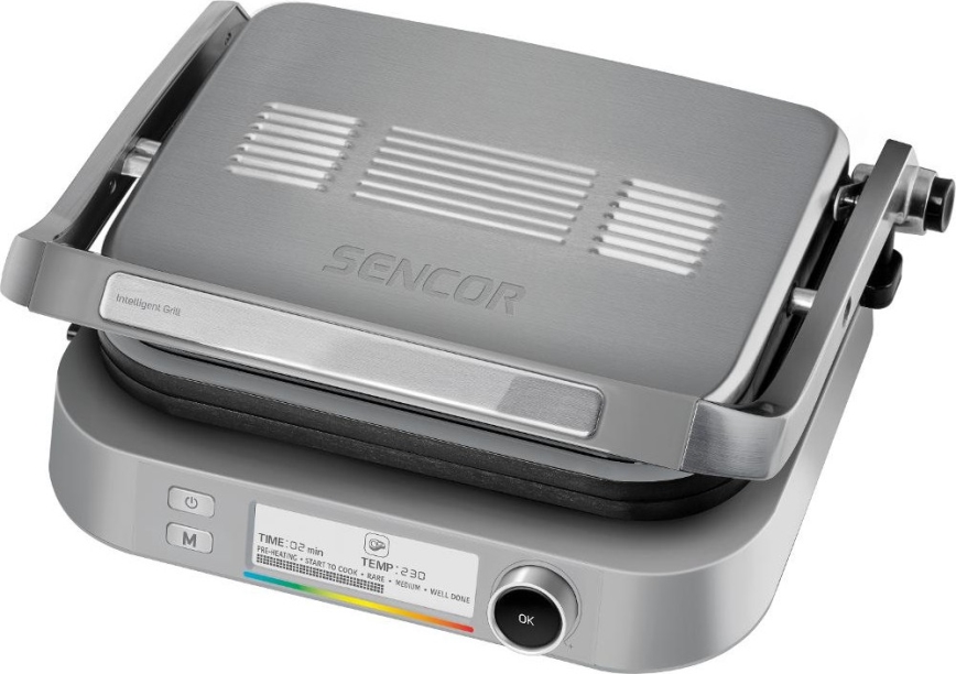 Sencor - Kontaktgrill 2100W/230V matt kroom