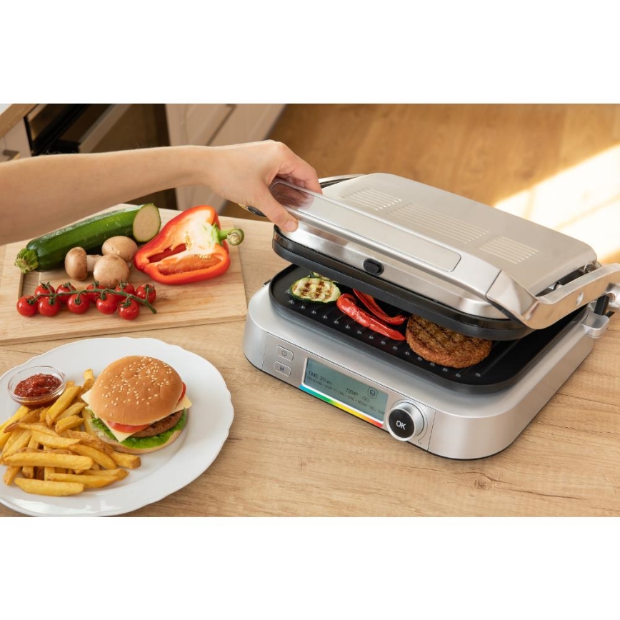 Sencor - Kontaktgrill 2100W/230V matt kroom