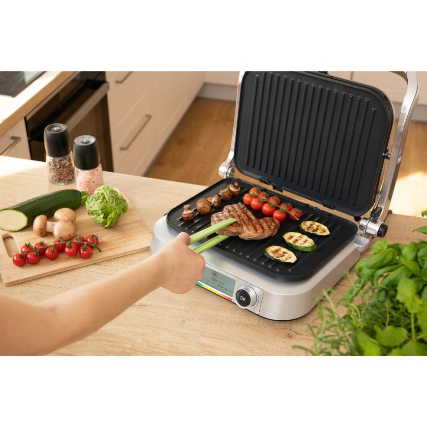Sencor - Kontaktgrill 2100W/230V matt kroom