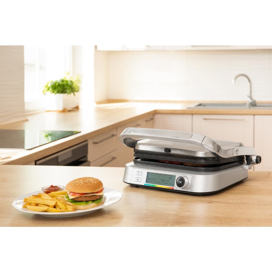 Sencor - Kontaktgrill 2100W/230V matt kroom