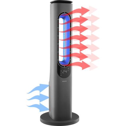 Sencor - Labadeta torni ventilaator keraamilise küttekehaga 1200/2000W/230V antratsiit + kaugjuhtimispult