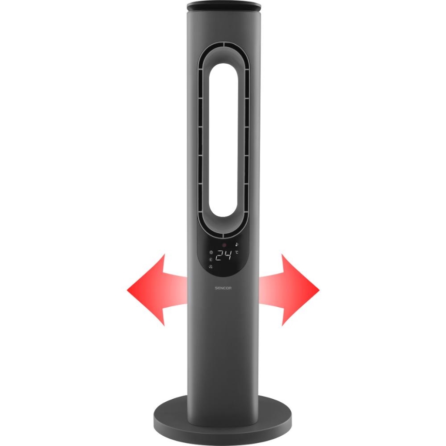 Sencor - Labadeta torni ventilaator keraamilise küttekehaga 1200/2000W/230V antratsiit + kaugjuhtimispult