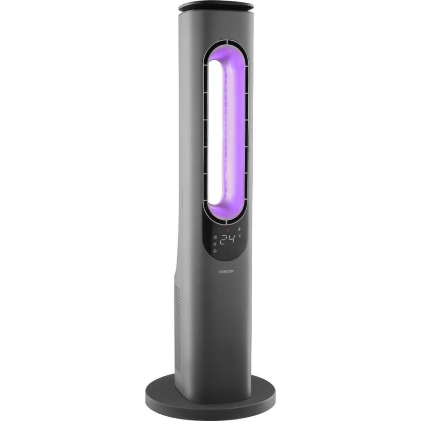 Sencor - Labadeta torni ventilaator keraamilise küttekehaga 1200/2000W/230V antratsiit + kaugjuhtimispult