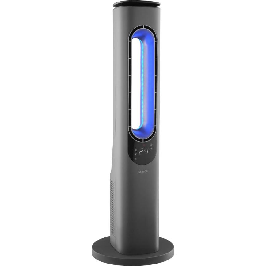 Sencor - Labadeta torni ventilaator keraamilise küttekehaga 1200/2000W/230V antratsiit + kaugjuhtimispult