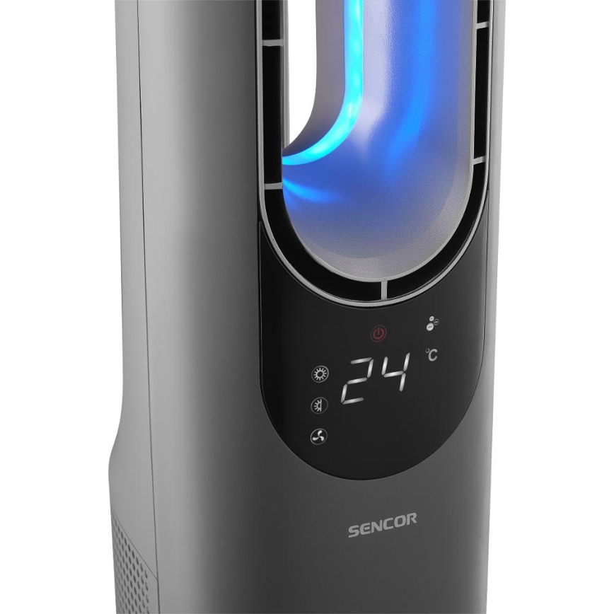 Sencor - Labadeta torni ventilaator keraamilise küttekehaga 1200/2000W/230V antratsiit + kaugjuhtimispult