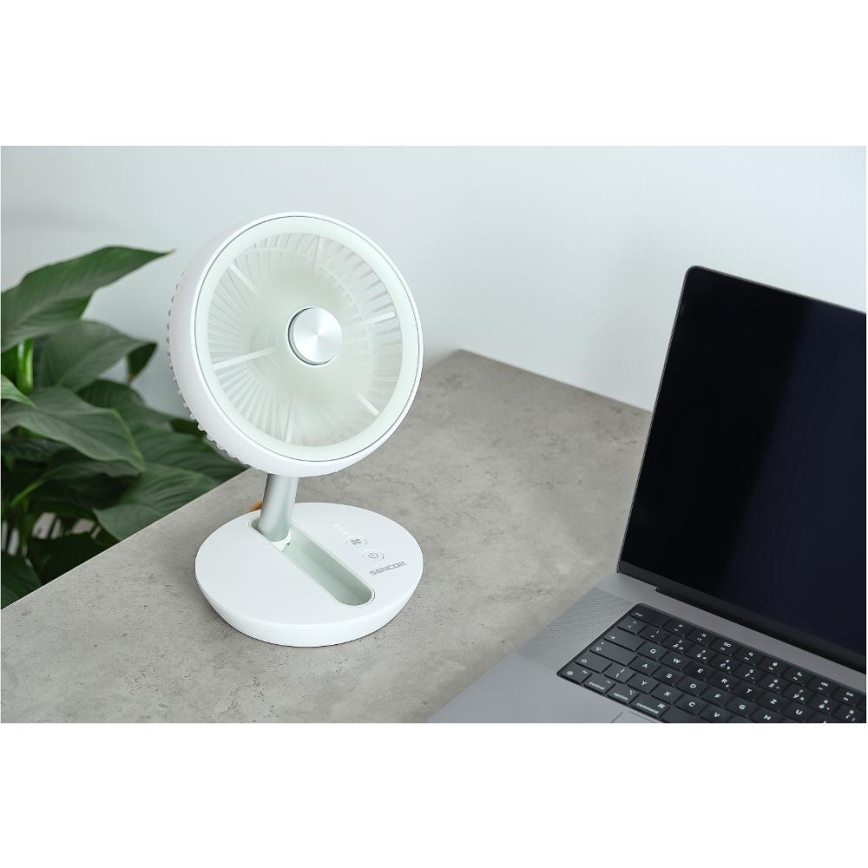 Sencor - Laetav lauaventilaator 5W/5V 4000 mAh valge