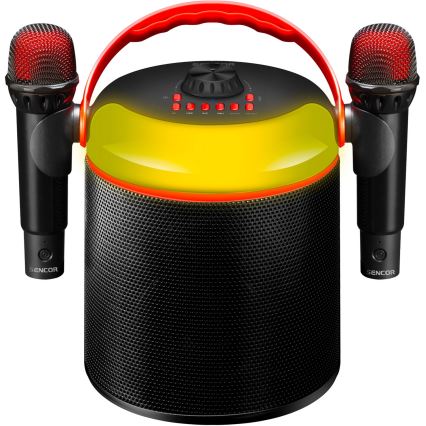 Sencor - LED Kõlarid koos juhtmevaba mikrofoniga 4000 mAh + 2x 1200 mAh