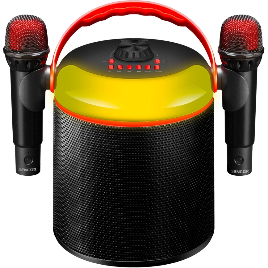 Sencor - LED Kõlarid koos juhtmevaba mikrofoniga 4000 mAh + 2x 1200 mAh