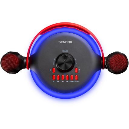 Sencor - LED Kõlarid koos juhtmevaba mikrofoniga 4000 mAh + 2x 1200 mAh