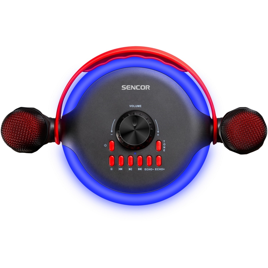 Sencor - LED Kõlarid koos juhtmevaba mikrofoniga 4000 mAh + 2x 1200 mAh