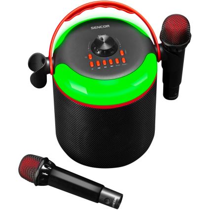 Sencor - LED Kõlarid koos juhtmevaba mikrofoniga 4000 mAh + 2x 1200 mAh