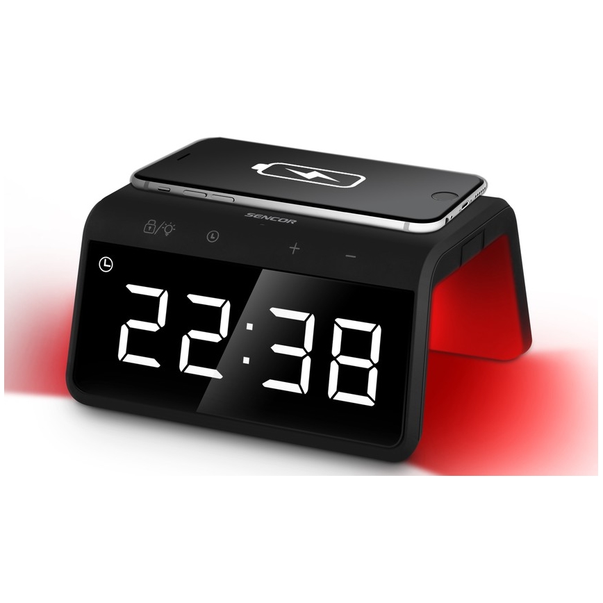 Sencor - LED RGB Äratuskell juhtmevaba laadijaga 10W/1xCR2032