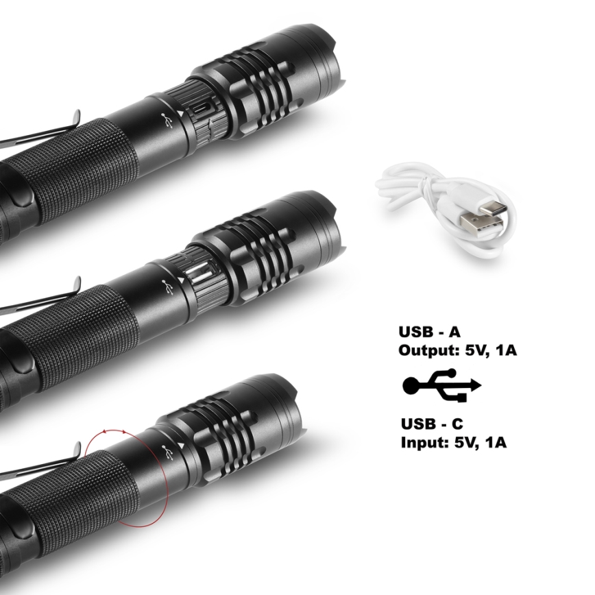 Sencor - LED Taaslaetav taskulamp LED/10W IP22 must