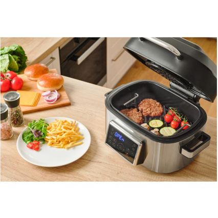 Sencor - Multifunktsionaalne kuumaõhufritüür ja grill 1660 W/230 V 6 l matistatud kroom/must