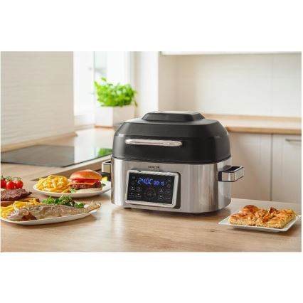 Sencor - Multifunktsionaalne kuumaõhufritüür ja grill 1660 W/230 V 6 l matistatud kroom/must