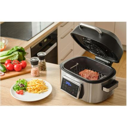 Sencor - Multifunktsionaalne kuumaõhufritüür ja grill 1660 W/230 V 6 l matistatud kroom/must