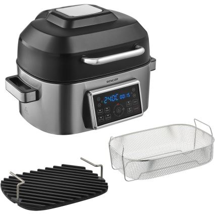 Sencor - Multifunktsionaalne kuumaõhufritüür ja grill 1660 W/230 V 6 l matistatud kroom/must