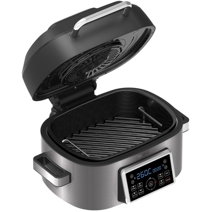 Sencor - Multifunktsionaalne kuumaõhufritüür ja grill 1660 W/230 V 6 l matistatud kroom/must