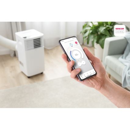 Sencor- Mobiilne konditsioneer koos LCD ekraaniga 3-ühes 930W/230V 7000 BTU Wi-Fi valge + pult