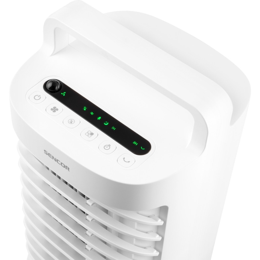 Sencor - Mobiilne õhujahuti koos LED ekraaniga 3-ühes 45W/230V valge + pult
