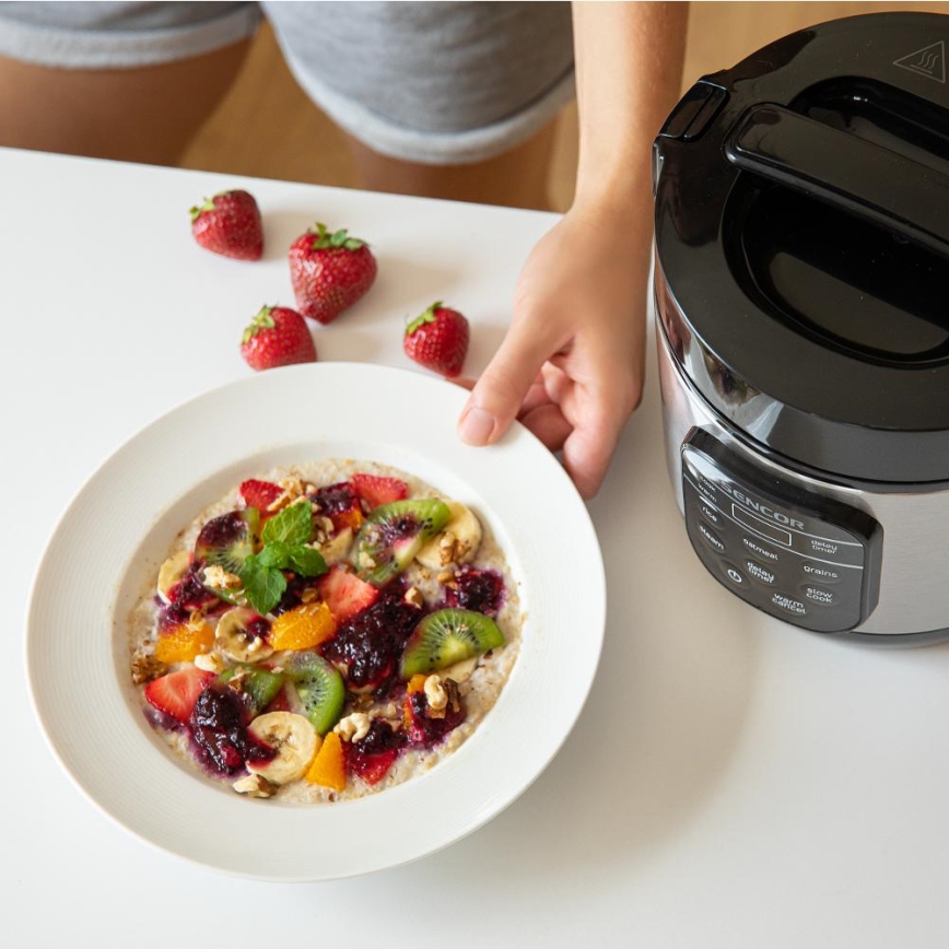 Sencor - Multifunktsionaalne riisikeetja 350W/230V 0,6 l roostevaba/must