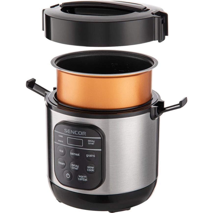 Sencor - Multifunktsionaalne riisikeetja 350W/230V 0,6 l roostevaba/must